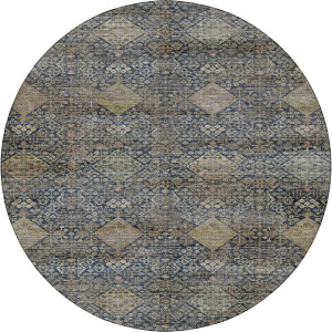 Machine Washable Aristo Navy 8' x 8' Round Rug
