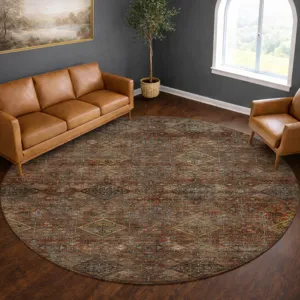 Machine Washable Aristo Paprika 8\' x 8\' Round Rug
