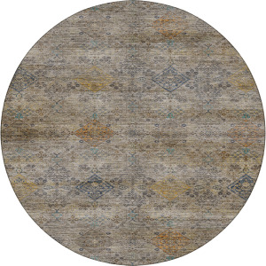 Machine Washable Aristo Pewter 8' x 8' Round Rug