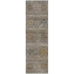 Machine Washable Aristo Pewter 2\'3\" x 7\'6\" Runner Rug