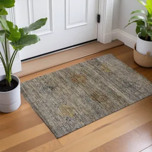 Machine Washable Aristo Pewter 1\'8\" x 2\'6\" Rug