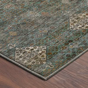 Machine Washable Aristo Teal 3\' x 5\' Rug