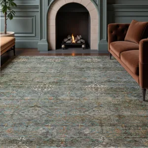 Machine Washable Aristo Teal 3\' x 5\' Rug