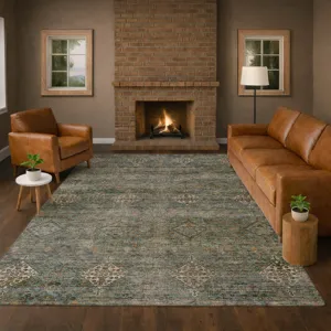 Machine Washable Aristo Teal 3\' x 5\' Rug