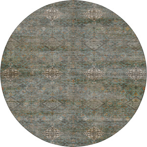 Machine Washable Aristo Teal 8' x 8' Round Rug