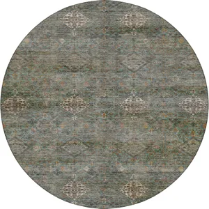 Machine Washable Aristo Teal 8\' x 8\' Round Rug