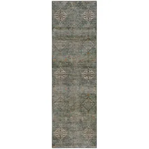 Machine Washable Aristo Teal 2\'3\" x 7\'6\" Runner Rug
