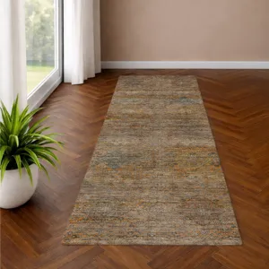 Machine Washable Aristo Terracotta 2\'3\" x 7\'6\" Runner Rug