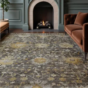 Machine Washable Aristo Charcoal 8\' x 10\' Rug