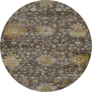Machine Washable Aristo Charcoal 8' x 8' Round Rug
