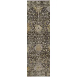 Machine Washable Aristo Charcoal 2\'3\" x 7\'6\" Runner Rug