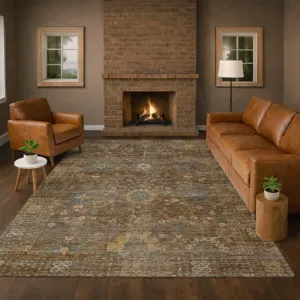 Machine Washable Aristo Chocolate 9\' x 12\' Rug