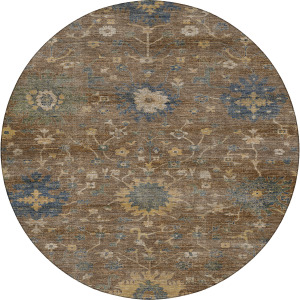 Machine Washable Aristo Chocolate 8' x 8' Round Rug