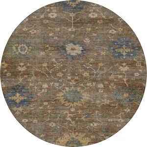 Machine Washable Aristo Chocolate 8' x 8' Round Rug