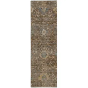 Machine Washable Aristo Chocolate 2\'3\" x 7\'6\" Runner Rug
