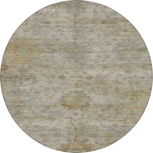 Machine Washable Aristo Ivory 8' x 8' Round Rug