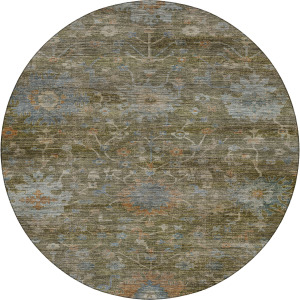 Machine Washable Aristo Olive 8' x 8' Round Rug