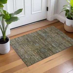 Machine Washable Aristo Olive 1\'8\" x 2\'6\" Rug