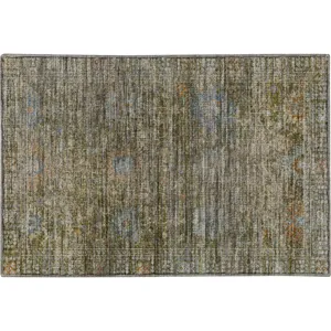 Machine Washable Aristo Olive 1\'8\" x 2\'6\" Rug