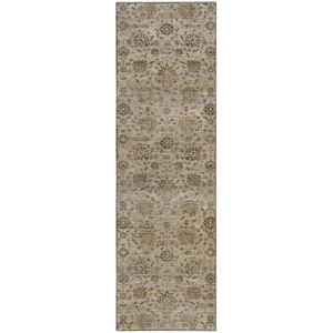 Machine Washable Aristo Beige 2\'3\" x 7\'6\" Runner Rug