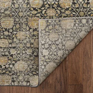 Machine Washable Aristo Black 8\' x 10\' Rug
