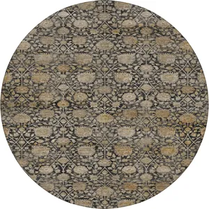 Machine Washable Aristo Black 8' x 8' Round Rug