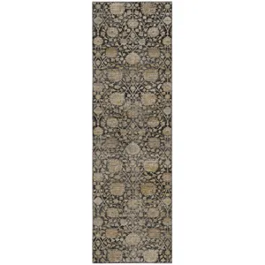 Machine Washable Aristo Black 2'3" x 7'6" Runner Rug