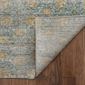 Machine Washable Aristo Blue 8\' x 8\' Round Rug