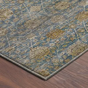 Machine Washable Aristo Blue 8\' x 8\' Round Rug