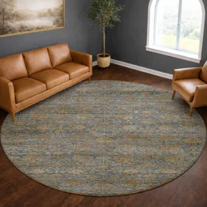 Machine Washable Aristo Blue 8\' x 8\' Round Rug
