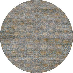Machine Washable Aristo Blue 8' x 8' Round Rug