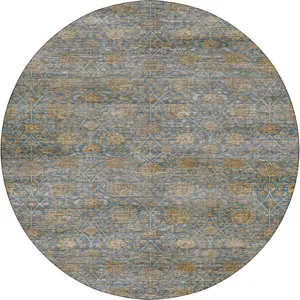 Machine Washable Aristo Blue 8\' x 8\' Round Rug