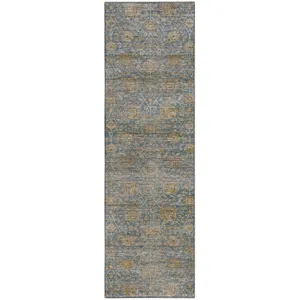 Machine Washable Aristo Blue 2'3" x 7'6" Runner Rug