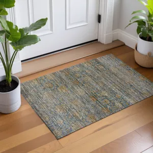 Machine Washable Aristo Blue 1\'8\" x 2\'6\" Rug