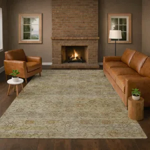 Machine Washable Aristo Celery 5\' x 7\'6\" Rug
