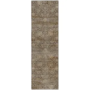 Machine Washable Aristo Coffee 2'3" x 7'6" Runner Rug