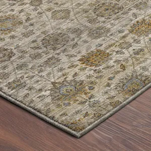 Machine Washable Aristo Ivory 2\'3\" x 7\'6\" Runner Rug
