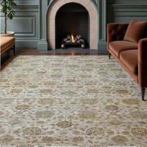 Machine Washable Aristo Ivory 9\' x 12\' Rug