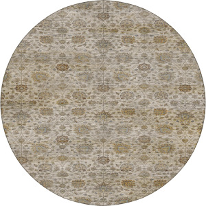 Machine Washable Aristo Ivory 8' x 8' Round Rug