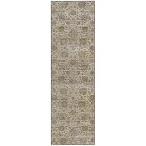 Machine Washable Aristo Ivory 2\'3\" x 7\'6\" Runner Rug