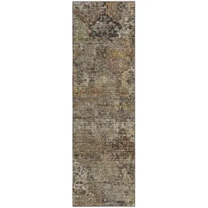 Machine Washable Aristo Taupe 2'3" x 7'6" Runner Rug
