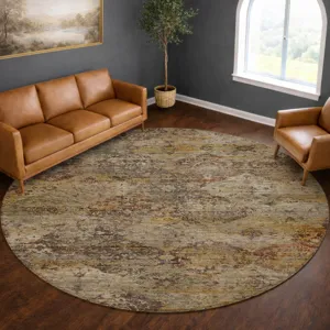 Machine Washable Aristo Wheat 8\' x 8\' Round Rug