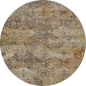 Machine Washable Aristo Wheat 8\' x 8\' Round Rug