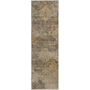 Machine Washable Aristo Wheat 2\'3\" x 7\'6\" Runner Rug