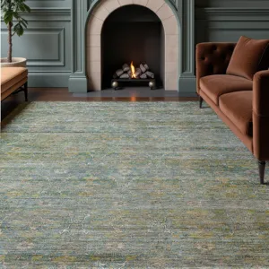 Machine Washable Aristo Teal 6\'6\" x 9\'6\" Rug