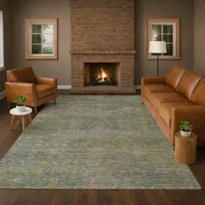 Machine Washable Aristo Teal 6\'6\" x 9\'6\" Rug