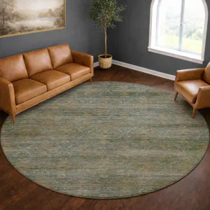 Machine Washable Aristo Teal 8\' x 8\' Round Rug