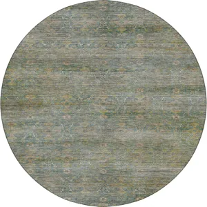 Machine Washable Aristo Teal 8' x 8' Round Rug