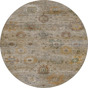 Machine Washable Aristo Beige 8' x 8' Round Rug