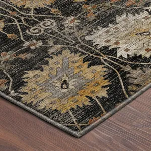 Machine Washable Aristo Black 2\'6\" x 3\'10\" Rug